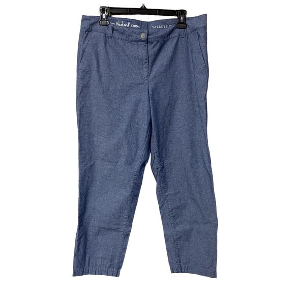 Talbots Chambray Denim Weekend Chino Ankle Length Size 14 Petite - Picture 1 of 3
